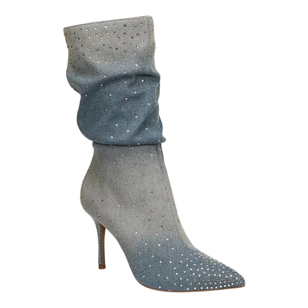 Thalia Sodi Women's Raquell Rhinestone Slouch Boots Denim Blue Size 5